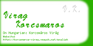 virag korcsmaros business card